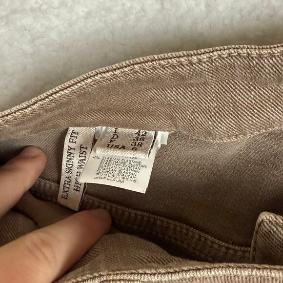 Brunello Cucinelli Tan Extra Skinny High Rise Leather Jeans Pants Monili 6 42 - Picture 3 of 9